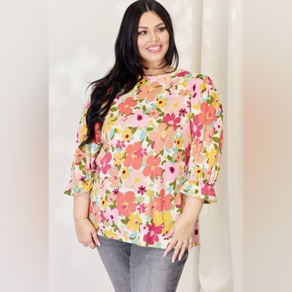 Celeste Floral Flounce Sleeve Top - Picture 6 of 9
